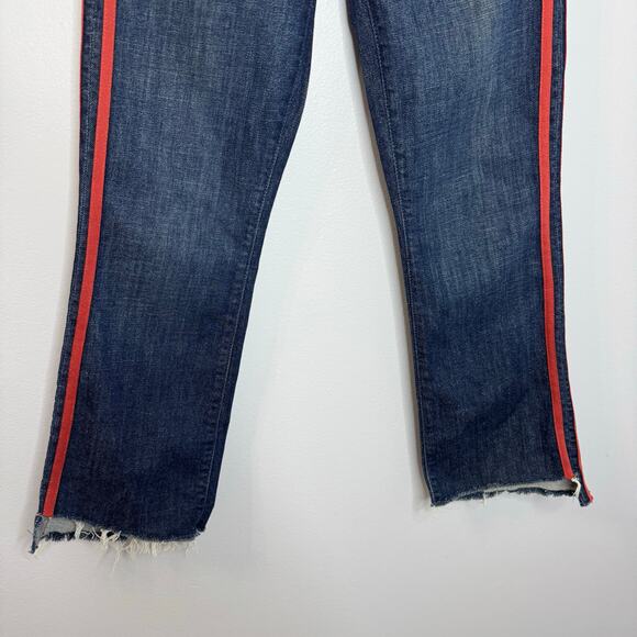 MOTHER Insider Crop Step Fray Jeans Speed Racer Stretch Blue Women's Sz 26 - Picture 8 of 15